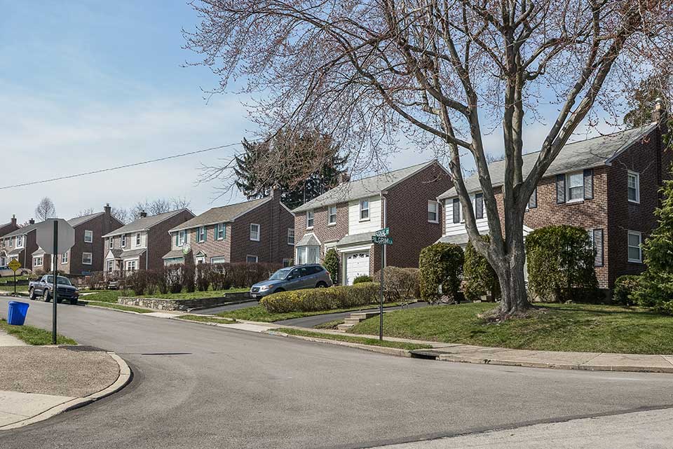 residential street in Drexel Hill, PA