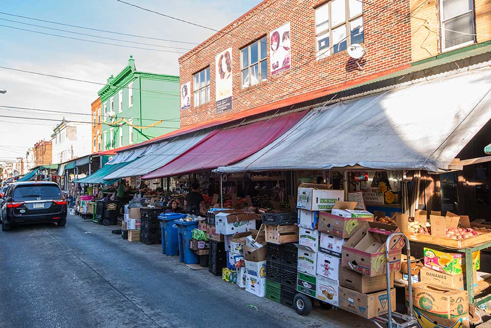 Market with vegetables in Bella Vista, Philadelphia, PA