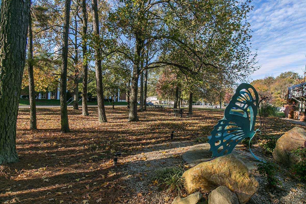 Butterfly sculpture in park in Colonial Heights, VA