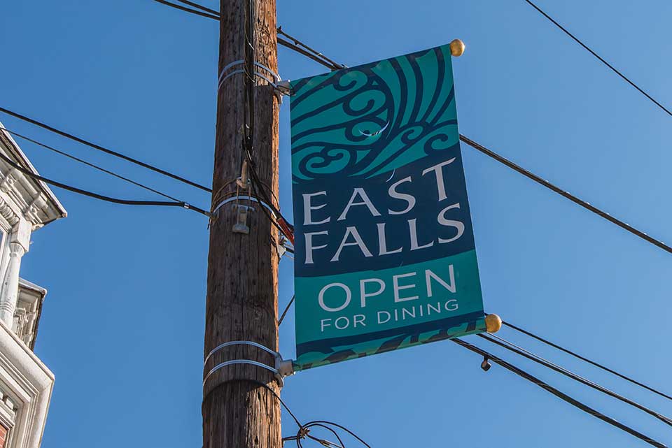 East Falls sign in East Falls, Philadelphia, PA