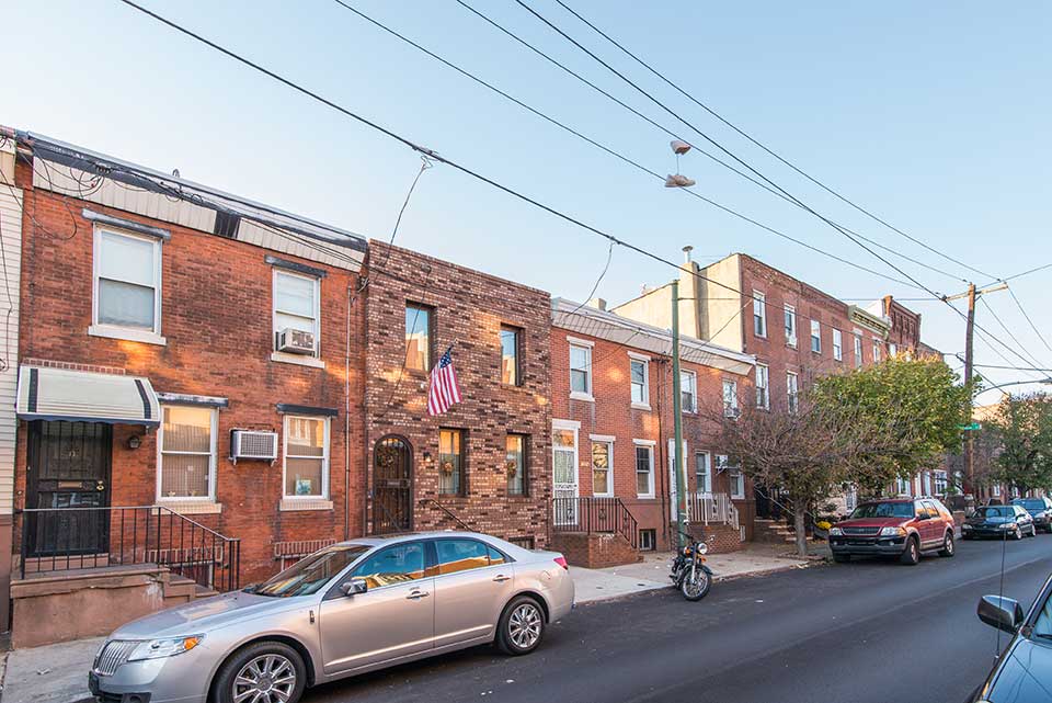 Brick row houses in East Passyunk, Philadelphia, PA