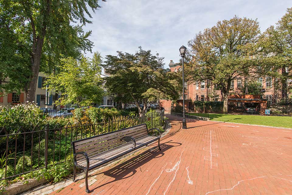Park bench in Graduate Hospital, Philadelphia, PA