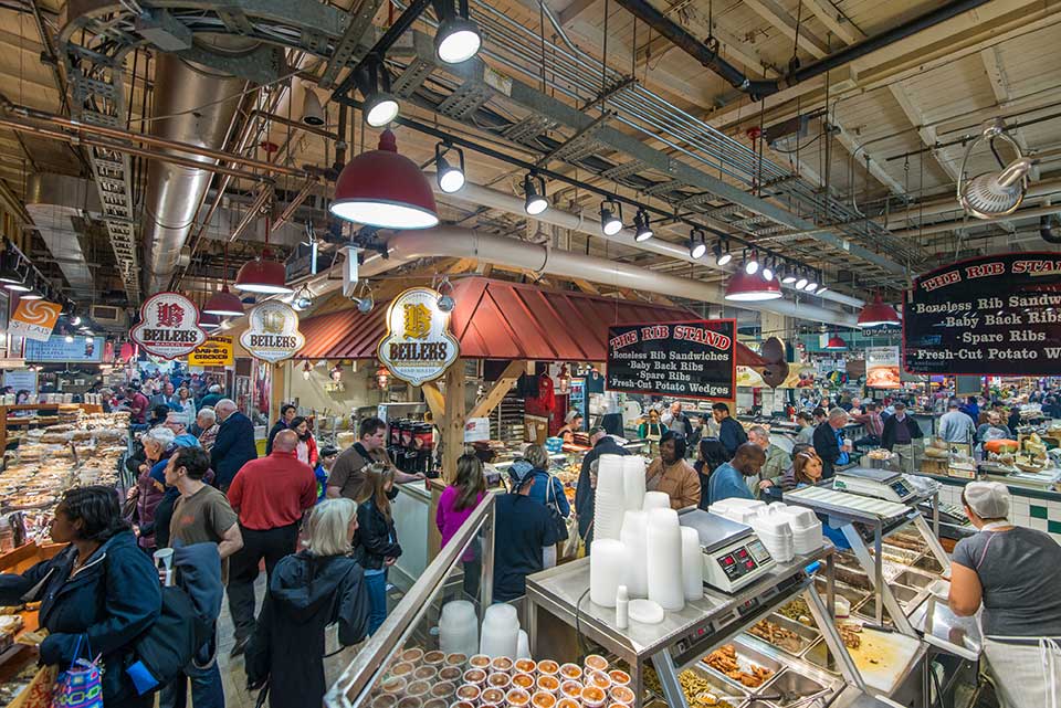 Market shoppers in Market East, Philadelphia, PA