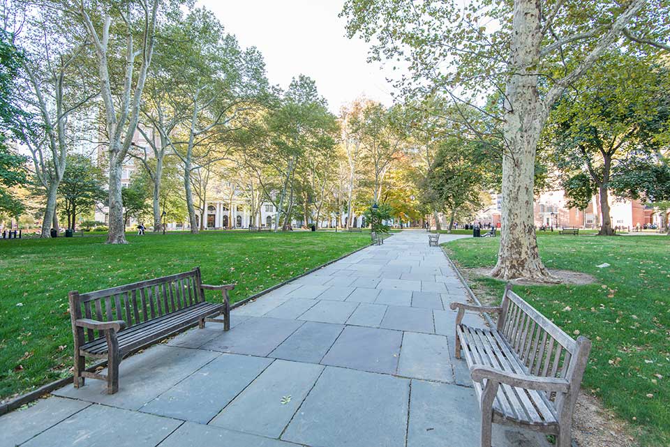 Park benches in Old City, Philadelphia, PA