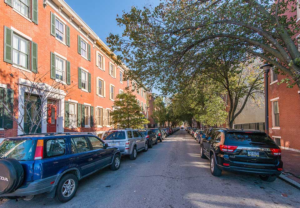 residential street in Spring Garden, Philadelphia, PA
