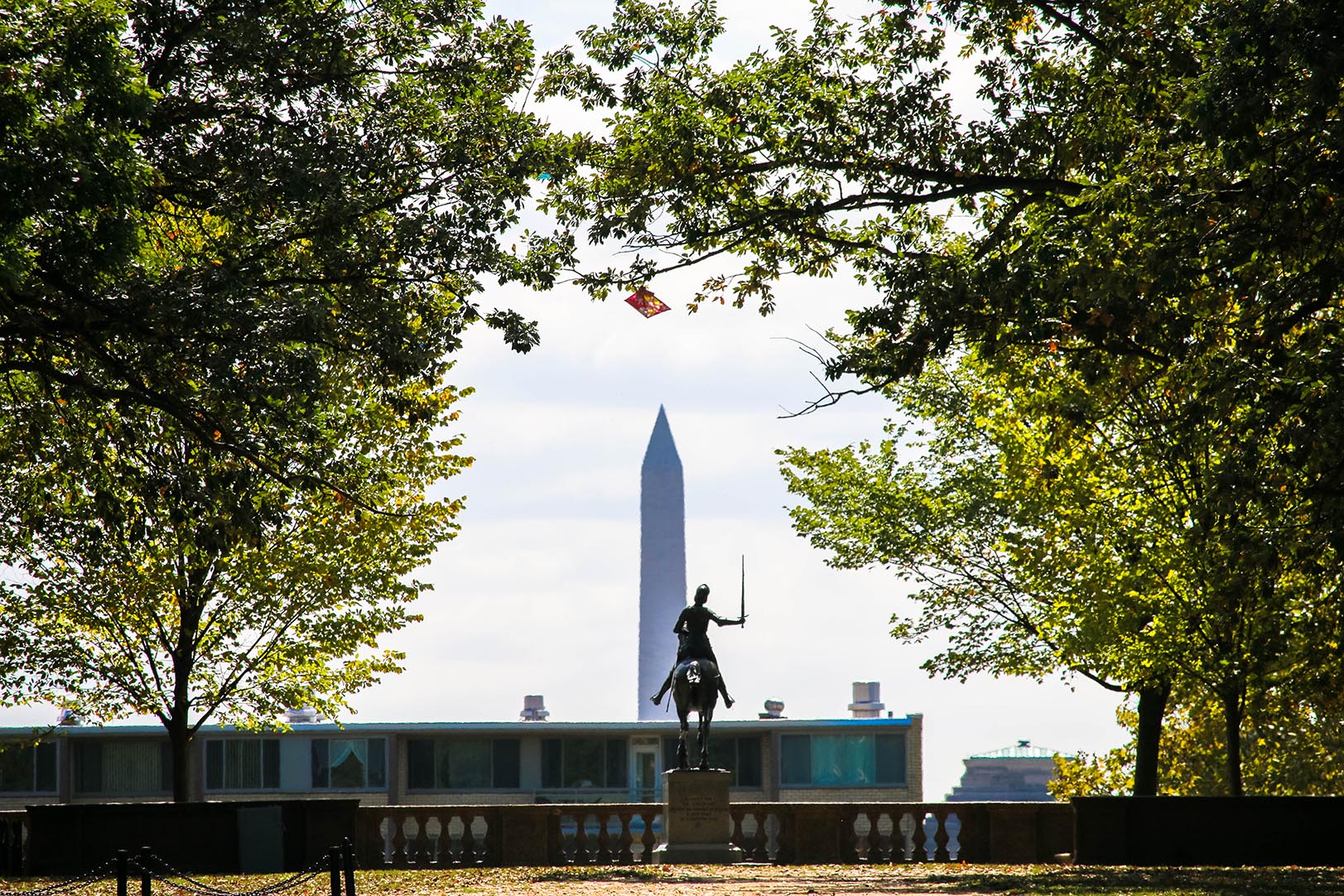 Park overlooking Washington Monument in Columbia Heights, Washington, DC
